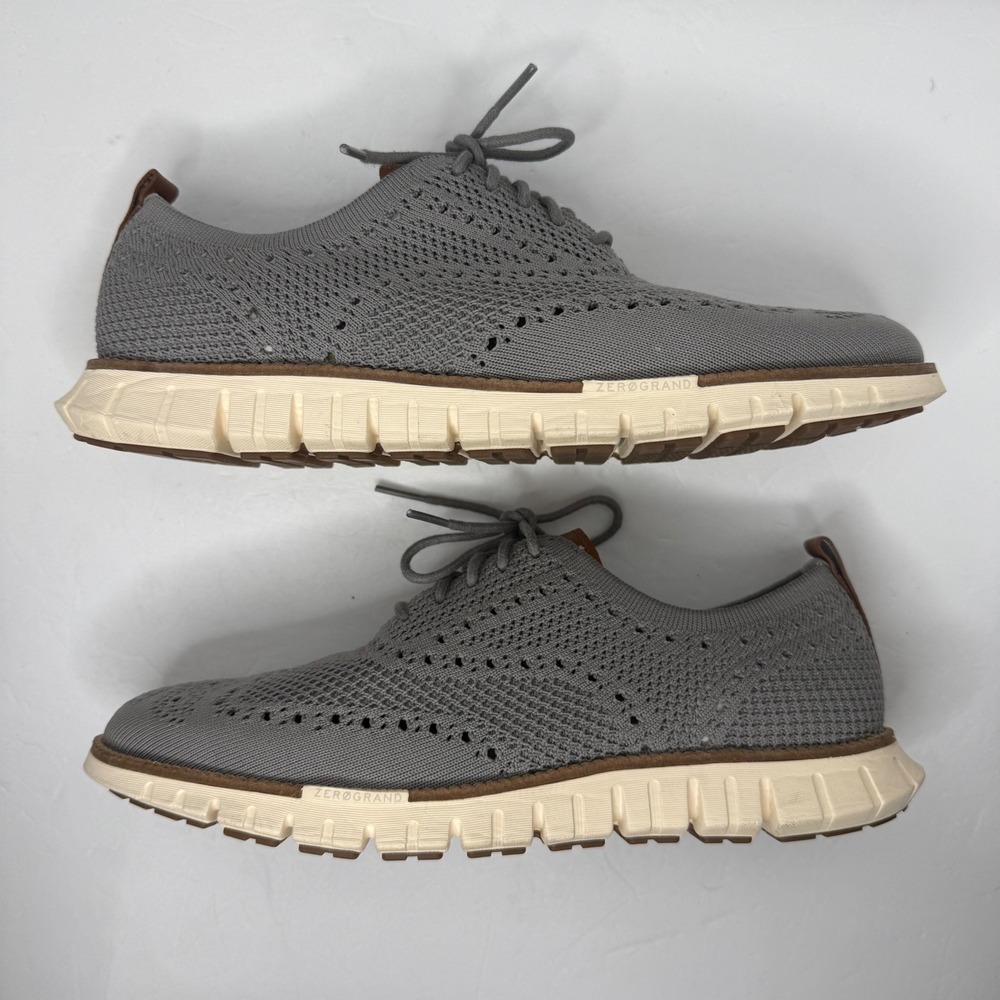 Cole Haan Zerogrand Remastered Stitchlite Wingtip Oxford Men 9M Grey Knit C39740 - Picture 2 of 10
